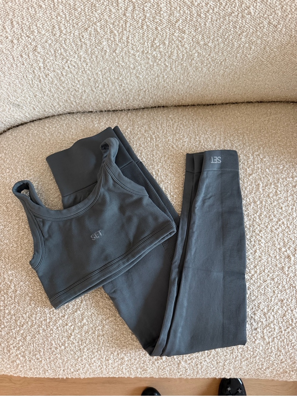 SET Active Charcoal High-Waist Leggings with Matching Sports Bra Set